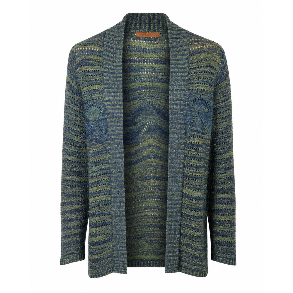 Belldini Open Knit Cardigan Womens XL Blue Green Lightweight Sweater